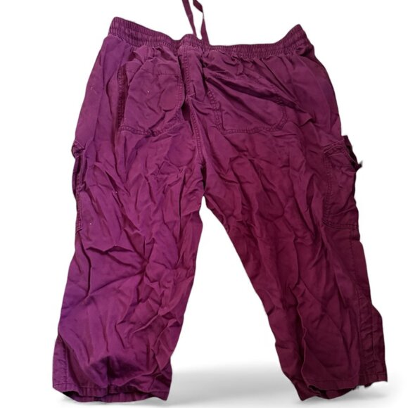 Lane Bryant Cargo Capris Purple Women's 18/20 Drawstring Elastic Waist - Picture 2 of 3